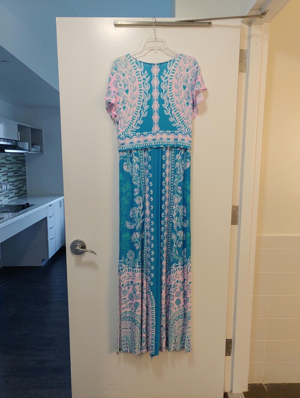 NWOT New Lilly Pulitzer Dress Pink Turquoise Aqua Esmarella Maxi Dress Size XL - Picture 12 of 16
